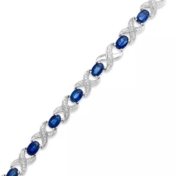 Macy's Silver Bracelet with Blue Accents - Picture 1 of 2